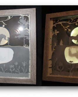 Shadow box with lighting – girl with horse
