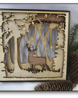 Layered Deer Wooden Shadow Box