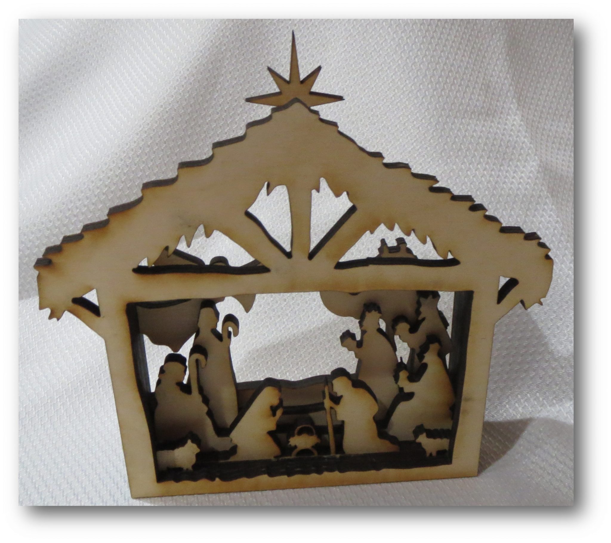 Wooden Nativity Shadow Box · ISU Engraving LLC